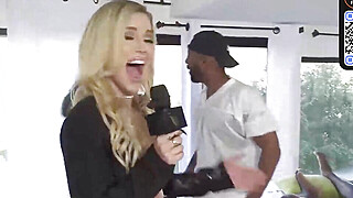 Blonde sportscaster loves his suck session Porn Video