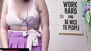 Curvy live streamer gets a raunchy suck off and cfnm punishment from her boss Porn Video
