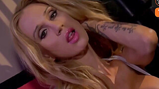 A tattooed towheaded milf enjoys hardcore action behind planks in a jail setting Big Boobs Porn Video