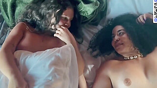 Two adult girls share a romantic moment in bed Big Boobs Porn Video