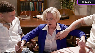 Naughty Blonde Librarian Gets Caught and Shares Her Body in a Hot Library... Big Boobs Porn Video