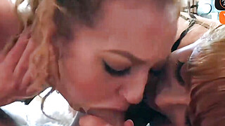 Brunette and redhead give a blowage in Point of view style Big Boobs Porn Video