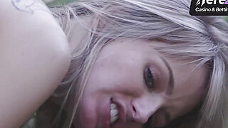 Two ash-blonde honeys smooch in a garden Big Boobs Porn Video