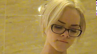 A towheaded teenager solo in a bouncy bathtub with teenager 18 Big Boobs Porn Video