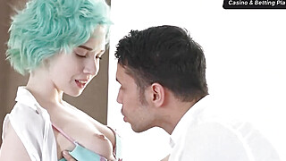 Teal haired teenager likes deep anal sex Big Boobs Porn Video