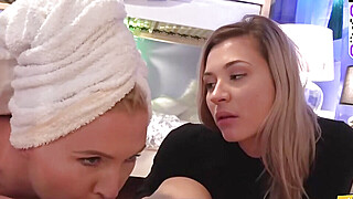 Two towheaded lesbos struggle to win with threesome Big Boobs Porn Video