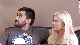 Blonde gal enjoys secret affair with her boyfriend's rich dad with blowjob Big Boobs Porn Video