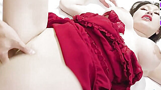 Asian dark-haired in red sundress gives steamy oral sex Big Boobs Porn Video