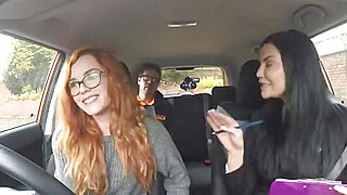 Fake Driving School Nerdy redheads teen student fucked to creampie orgasm Porn Video