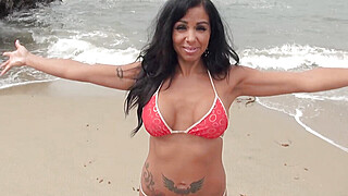 MOMPOV-BTS-3 Katalina - Cuban milf round two, nude beach BTS Porn Video