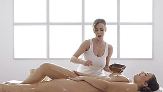 Sensual massage ends in hot lesbian sex Sofia Lee and Josephine Jackson Porn Video