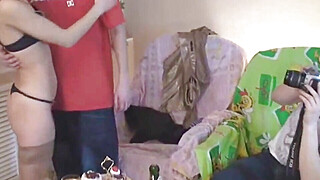 Dorm room foursome with two unexperienced teen sluts Porn Video