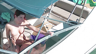 Drone captures couple having sex on a speedboat at sea Porn Video