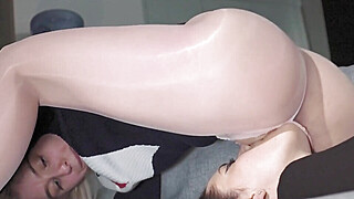 Video game cuties lick each other through shiny pantyhose Porn Video