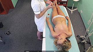 Foxie - Naughty nurse gets her pussy licked by blonde bombshell Porn Video