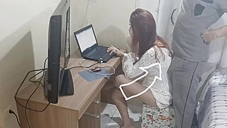 Young girl alone at home receives the horny maintenance man! "Hidden... Porn Video