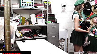 Shoplyfter - Girl Scout Cuties Get Caught and Punished by Security Officer... Porn Video