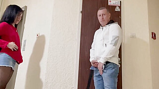 CNFM Pretty girl catches and films old man jerking next to elevator, sucking... Porn Video